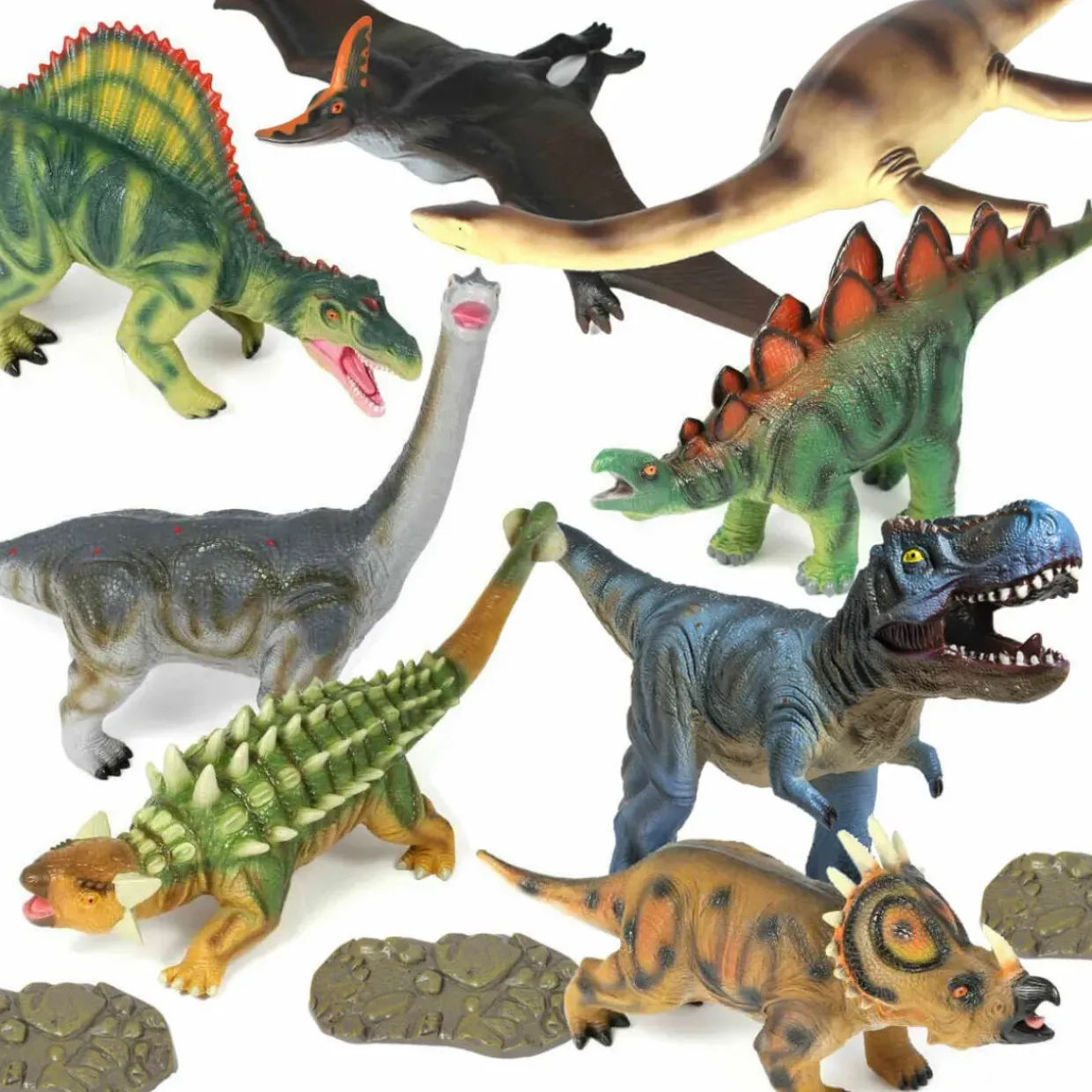 8 Jumbo Dinosaur Toys & Footprint Bundle