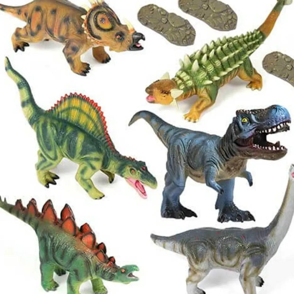 6 Jumbo Dinosaur Toys Plus Footprints