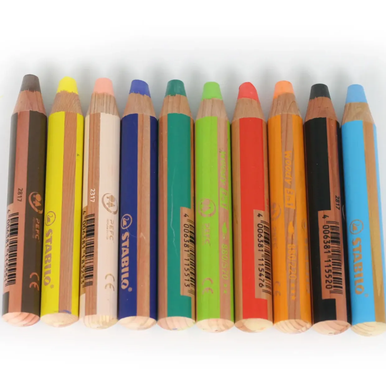 10 Pack Of Stabilo Woody 3 in 1 pencils