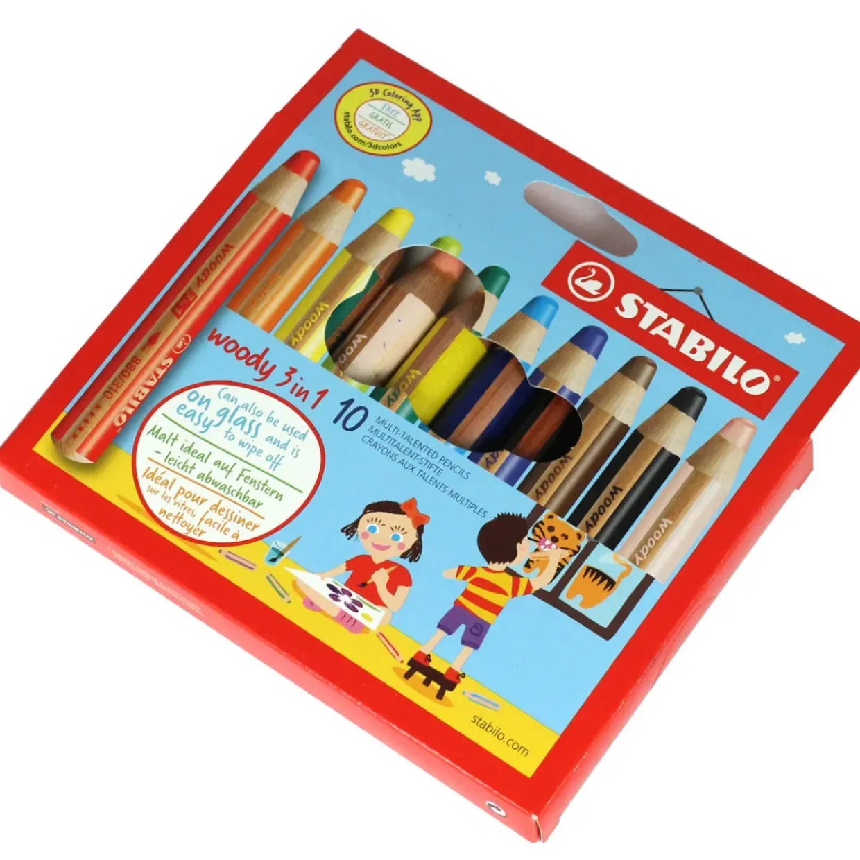 10 Pack Of Stabilo Woody 3 in 1 pencils