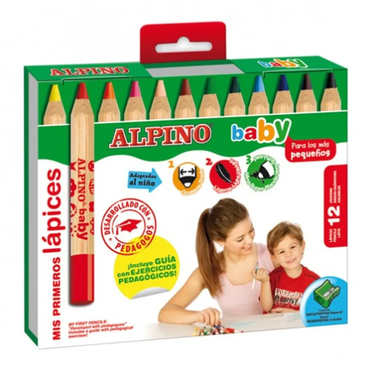 Alpino Baby Pencil Crayons & Sharpener Pk Of 12
