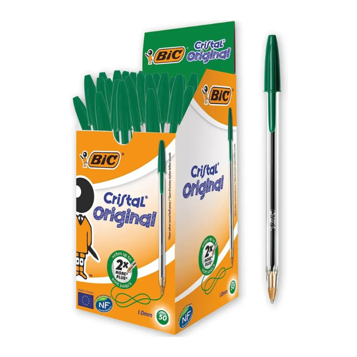 BIC Cristal Ballpoint Pen - Green - Pack of 50