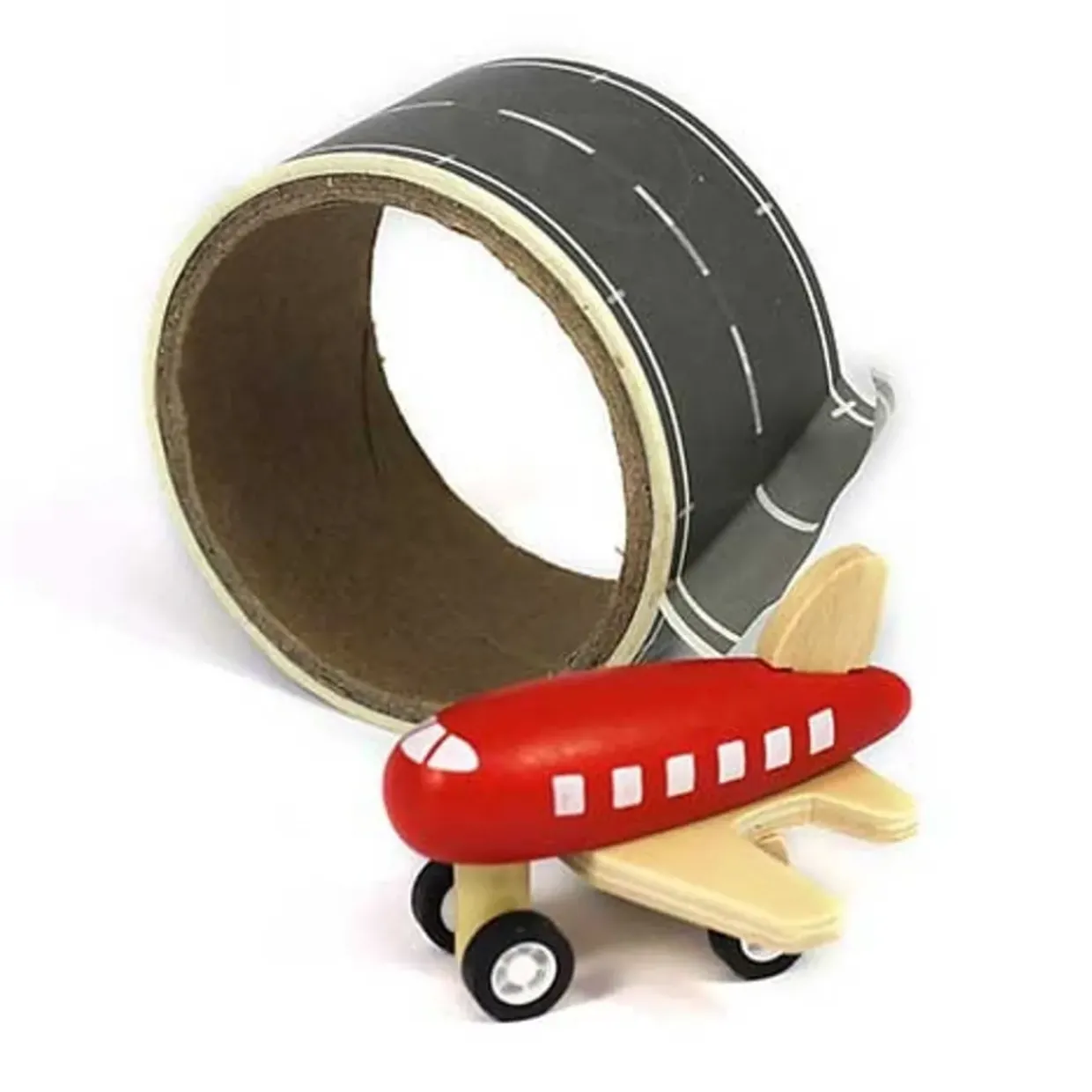 Children's Runway Play Tape & Wooden Toy Plane