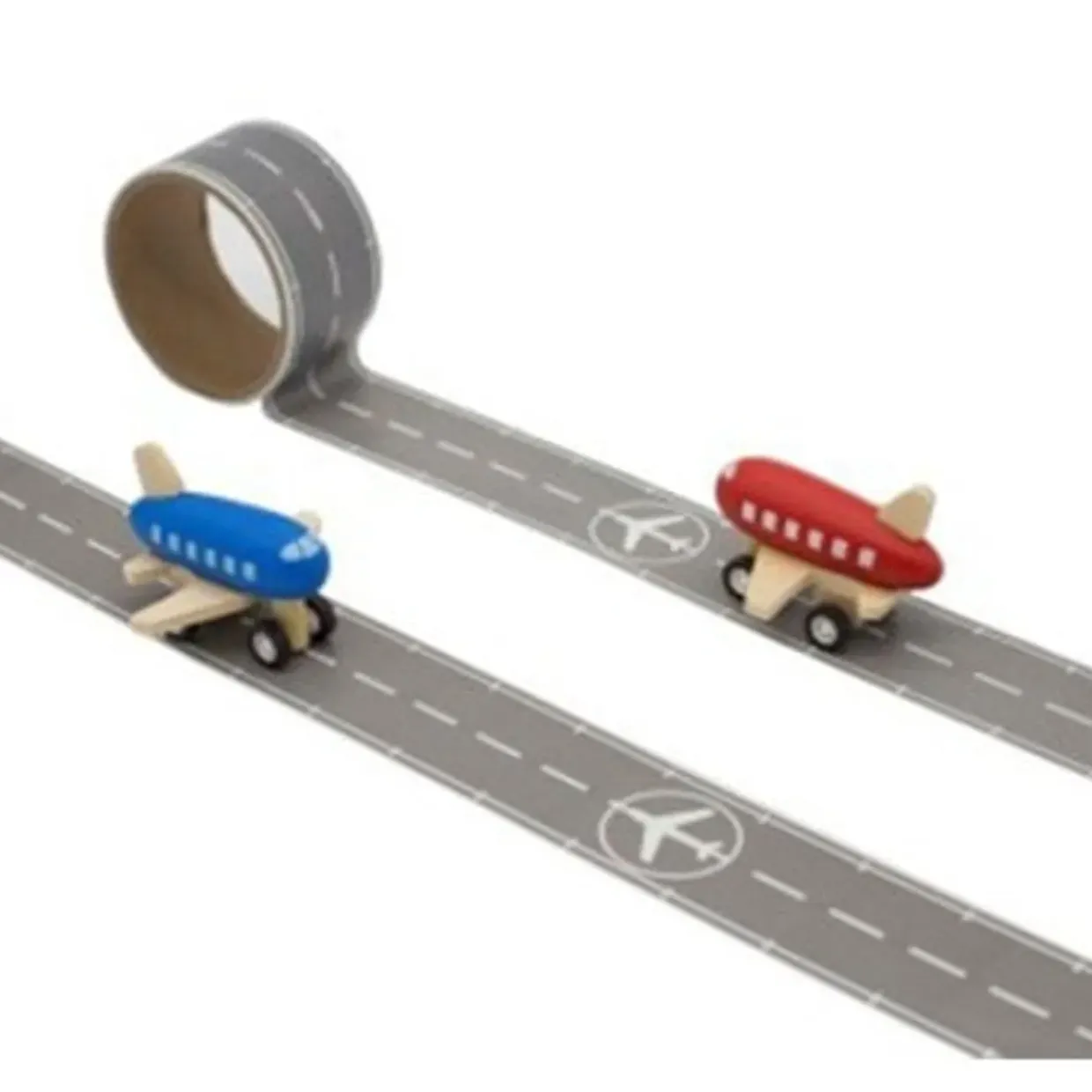 Children's Runway Play Tape & Wooden Toy Plane