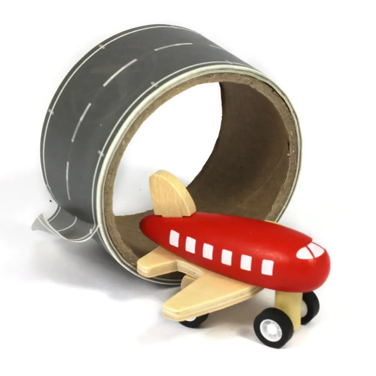 Children's Runway Play Tape & Wooden Toy Plane