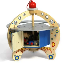 Eco-Friendly Small World Wooden Space Station Playset for Galactic Adventures