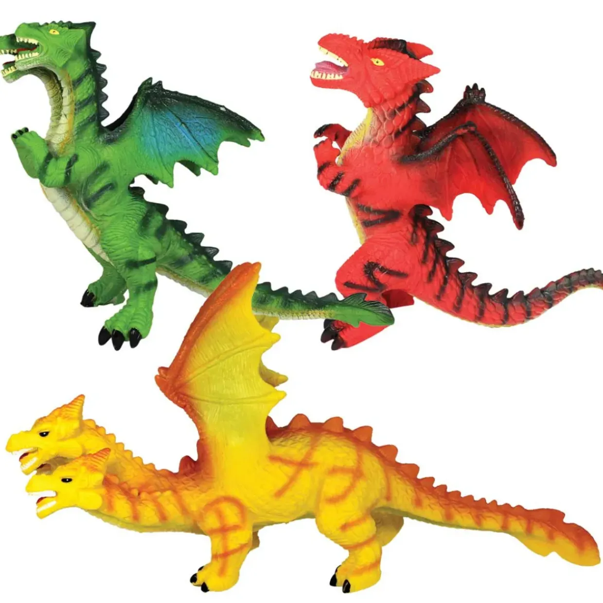 Jumbo Dragon Toy Set - 3 Unique Multi-Headed Designs