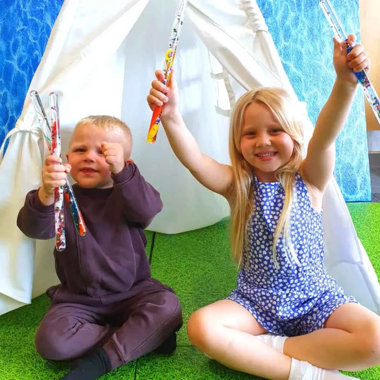 Large Glitter Sensory Tubes - 4-Pack for Visual & Sensory Play