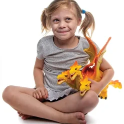 Large Yellow Three Headed Dragon Toy - 23-Inch