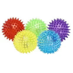 Light Up Sensory Neon Spiky Balls - 5-Pack for Visual Stimulation & Play
