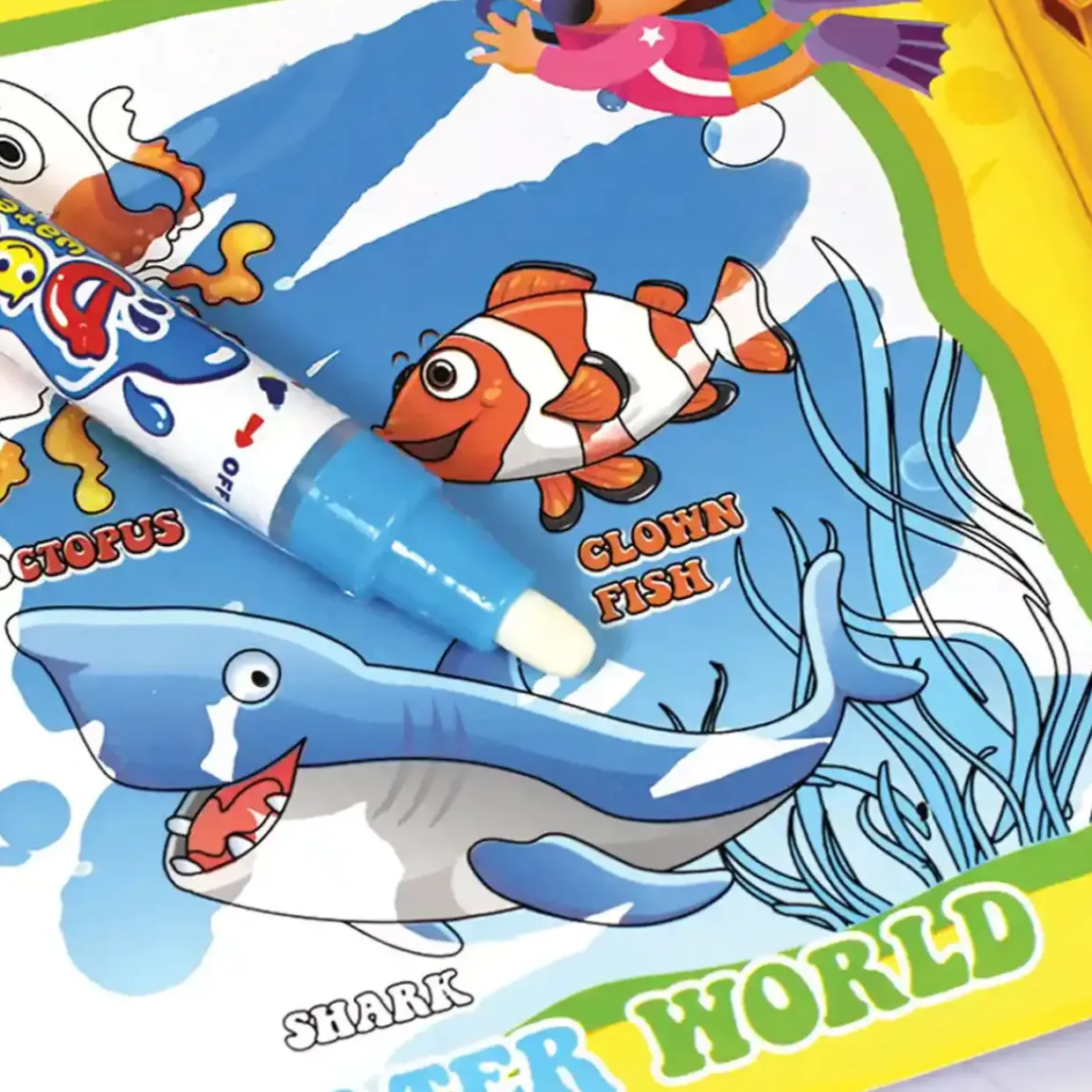3PC Reusable Magic Water Colouring Books. Alphabet, Fruit & Ocean
