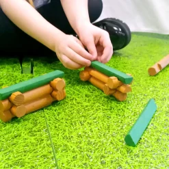 90pc Wooden Forest Log Cabin Construction Set - Durable & Educational