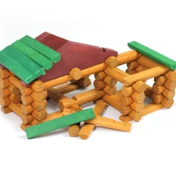 90pc Wooden Forest Log Cabin Construction Set - Durable & Educational
