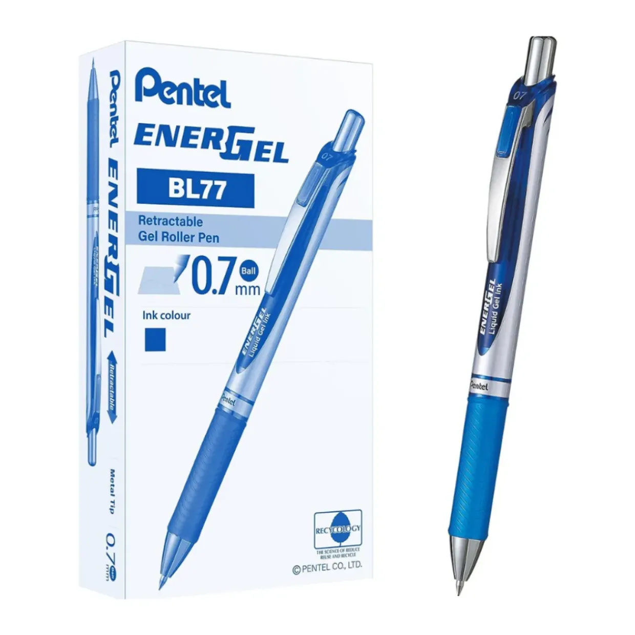 Pentel EnerGel X Retractable Gel Pen Medium Blue (Pack of 12)