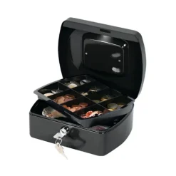 Q-Connect Cash Box 8 Inch Black