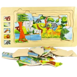 Safari Wooden Jigsaw Puzzle 5 Layers for Fun & Educational Play
