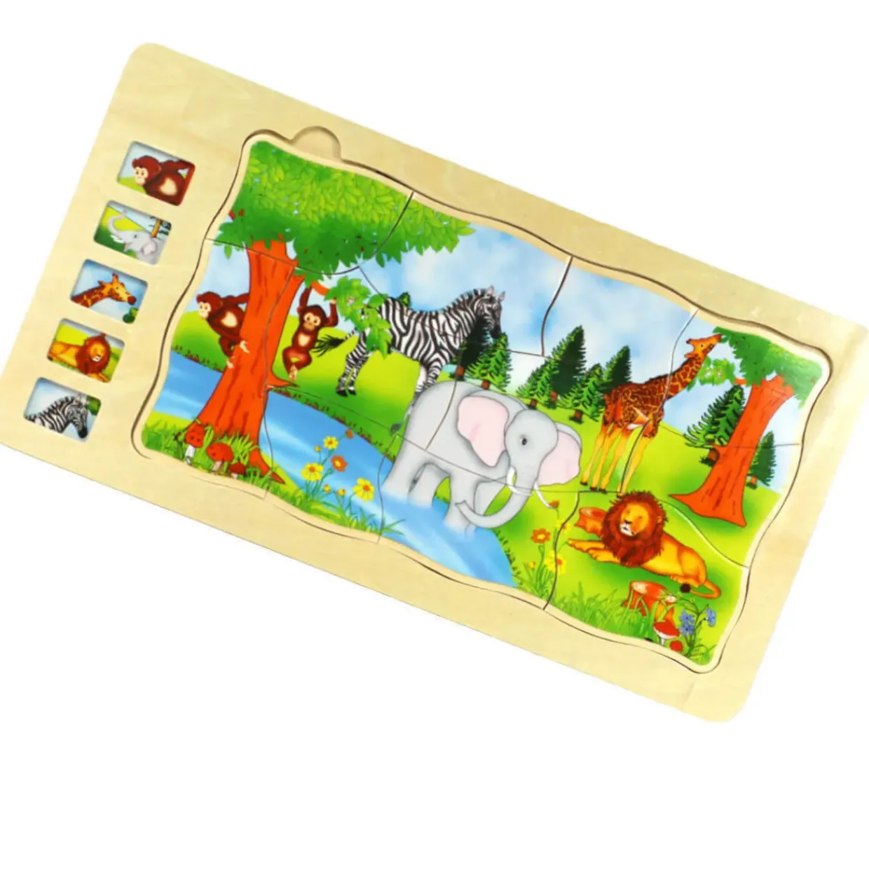 Safari Wooden Jigsaw Puzzle 5 Layers for Fun & Educational Play