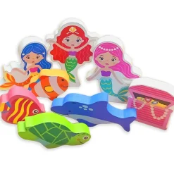 Small World Mermaid Wooden Figures. 8PCS