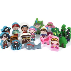 Small World Pirates & Knights Wooden Figures - 18pcs