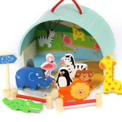 Small World Portable Wooden Zoo Playset