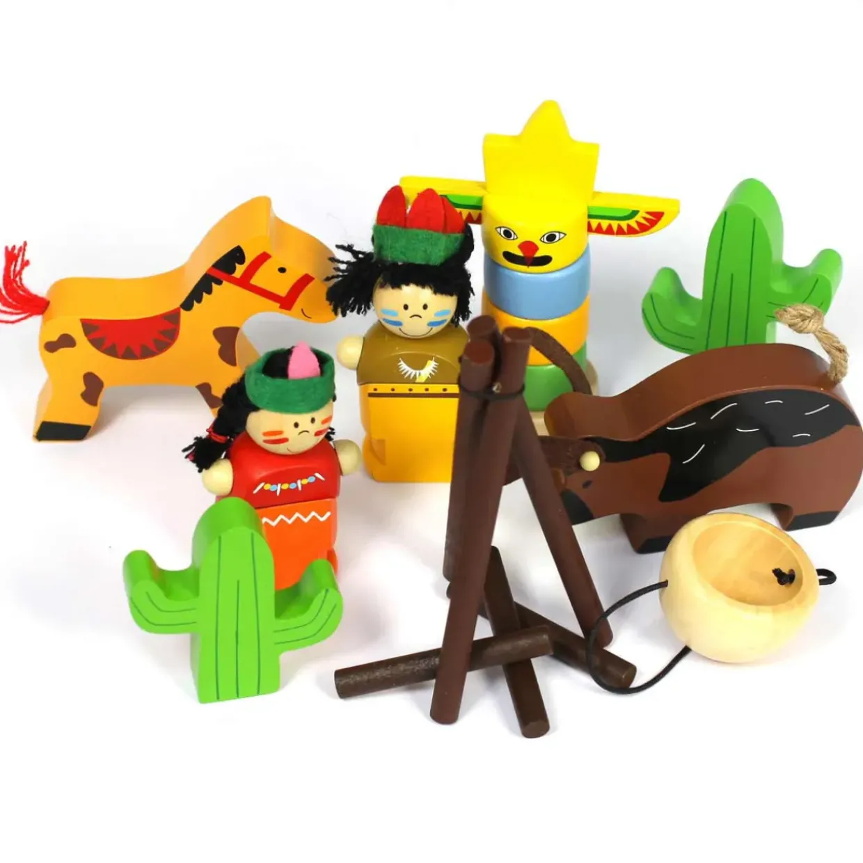 Small World Wooden Native Indian Teepee Playset