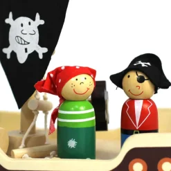 Small World Wooden Pirate Ship Playset with Figures & Accessories