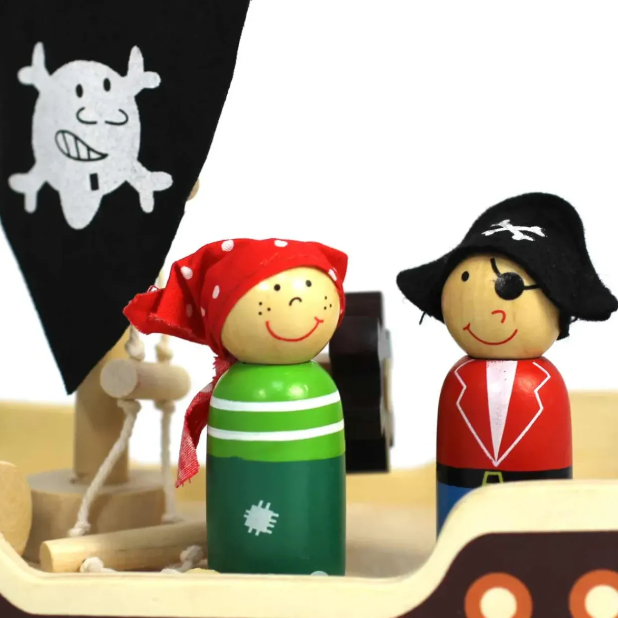 Small World Wooden Pirate Ship Playset with Figures & Accessories