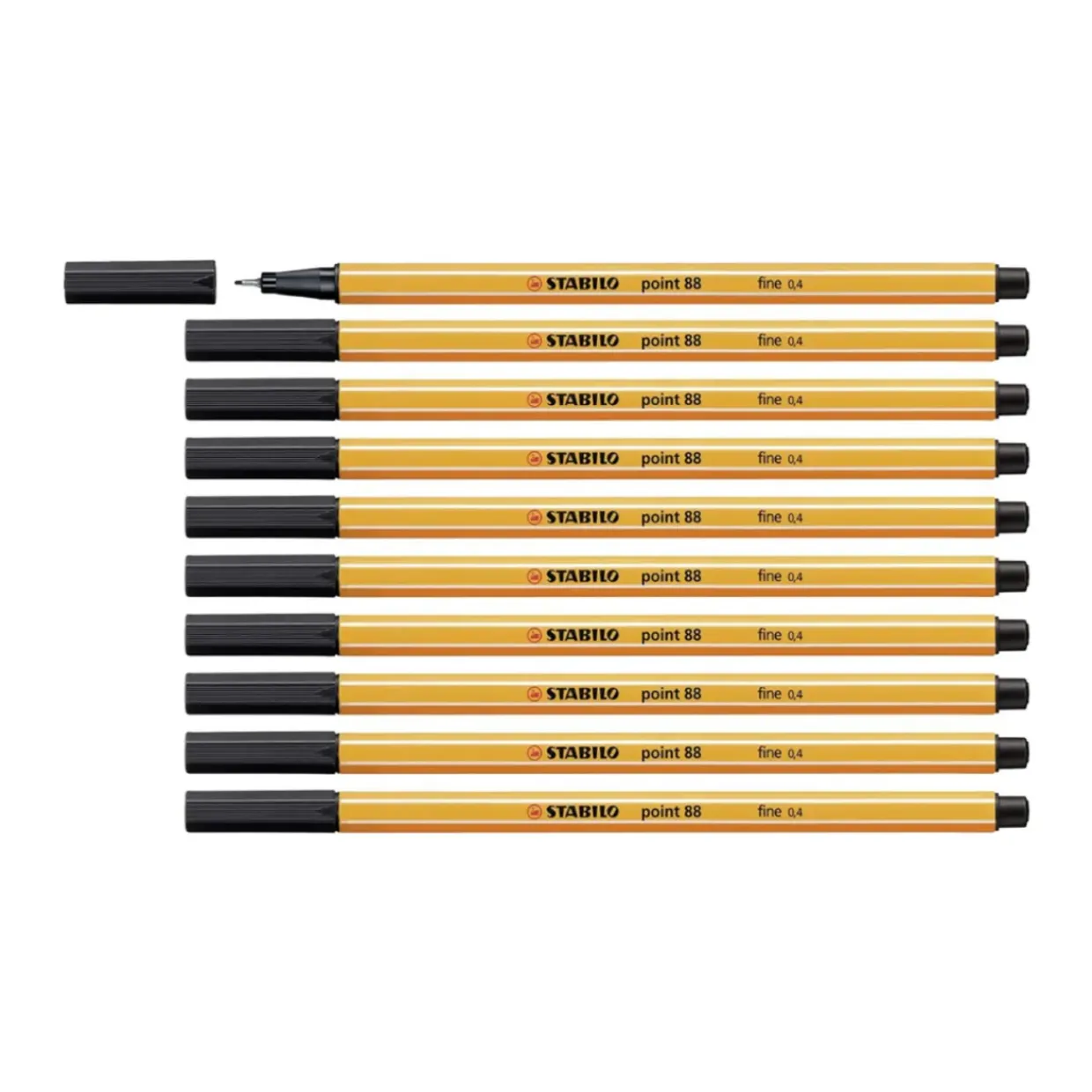 STABILO Point 88 Fineliner Pen - Black - Pack of 10