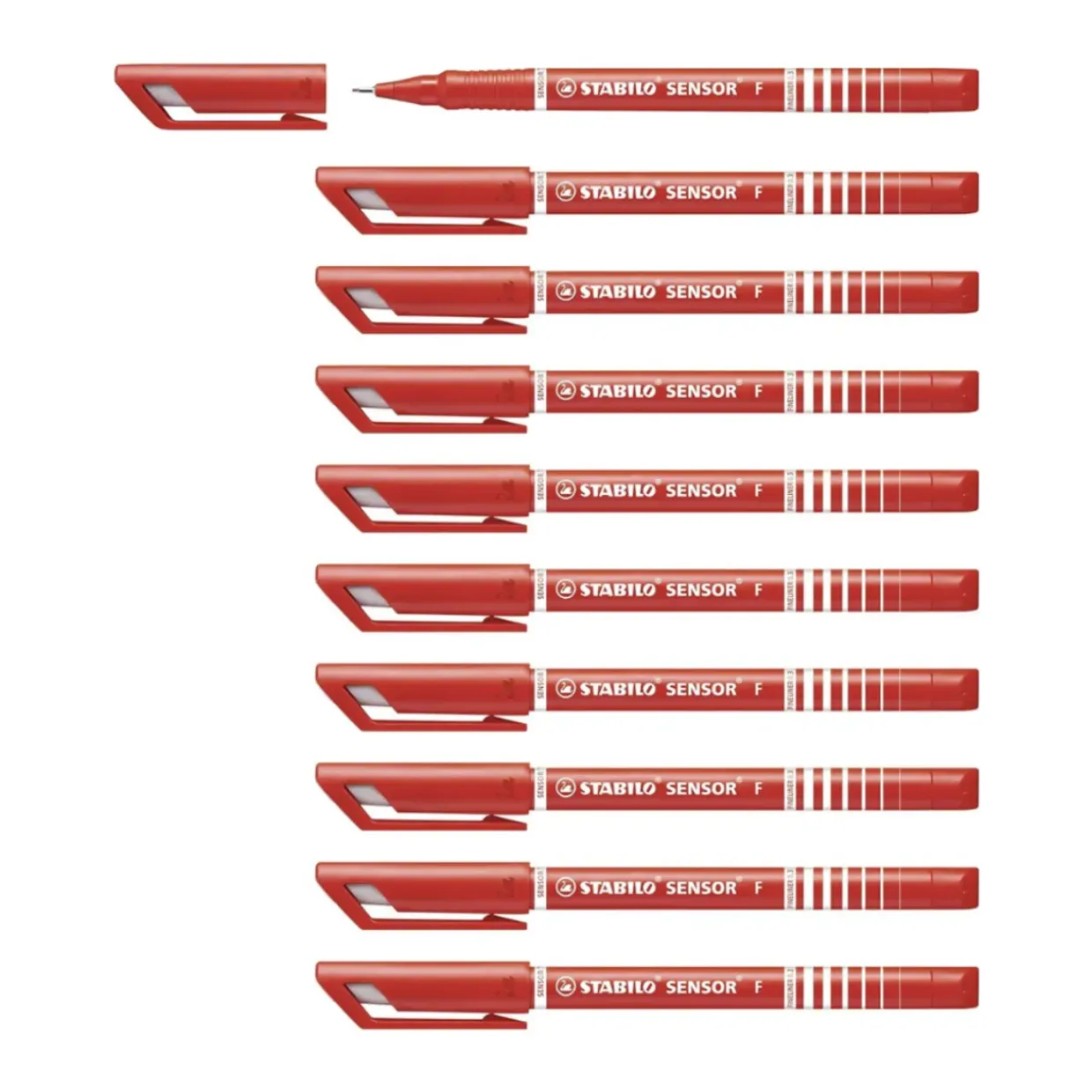 Stabilo Sensor F-tip Fineliner Pen Red (Pack of 10)