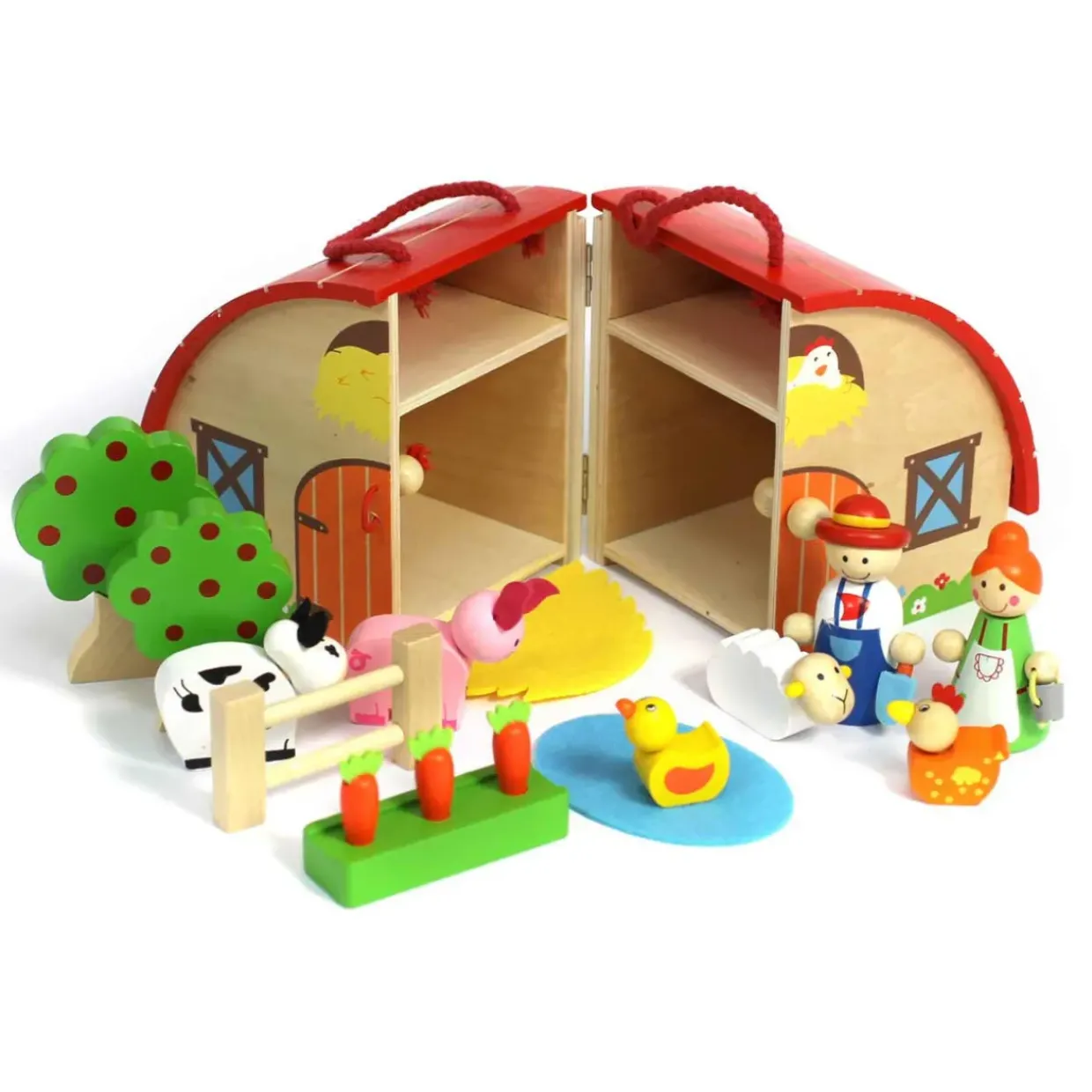 Wooden Farm Playset - Eco-Friendly, Portable, & Ready-to-Play