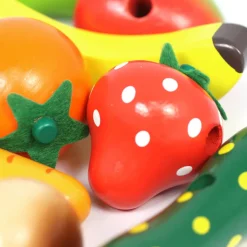 Wooden Fruit & Veg Threading & Lacing Set - 24PCS